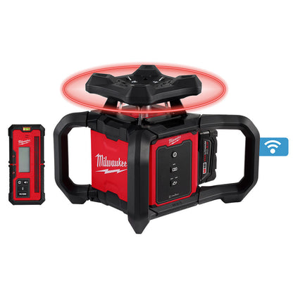 Milwaukee 3701-21 M18 Cordless 2000 foot Red Exterior Rotary Laser Level Kit with Receiver (Tool Only)