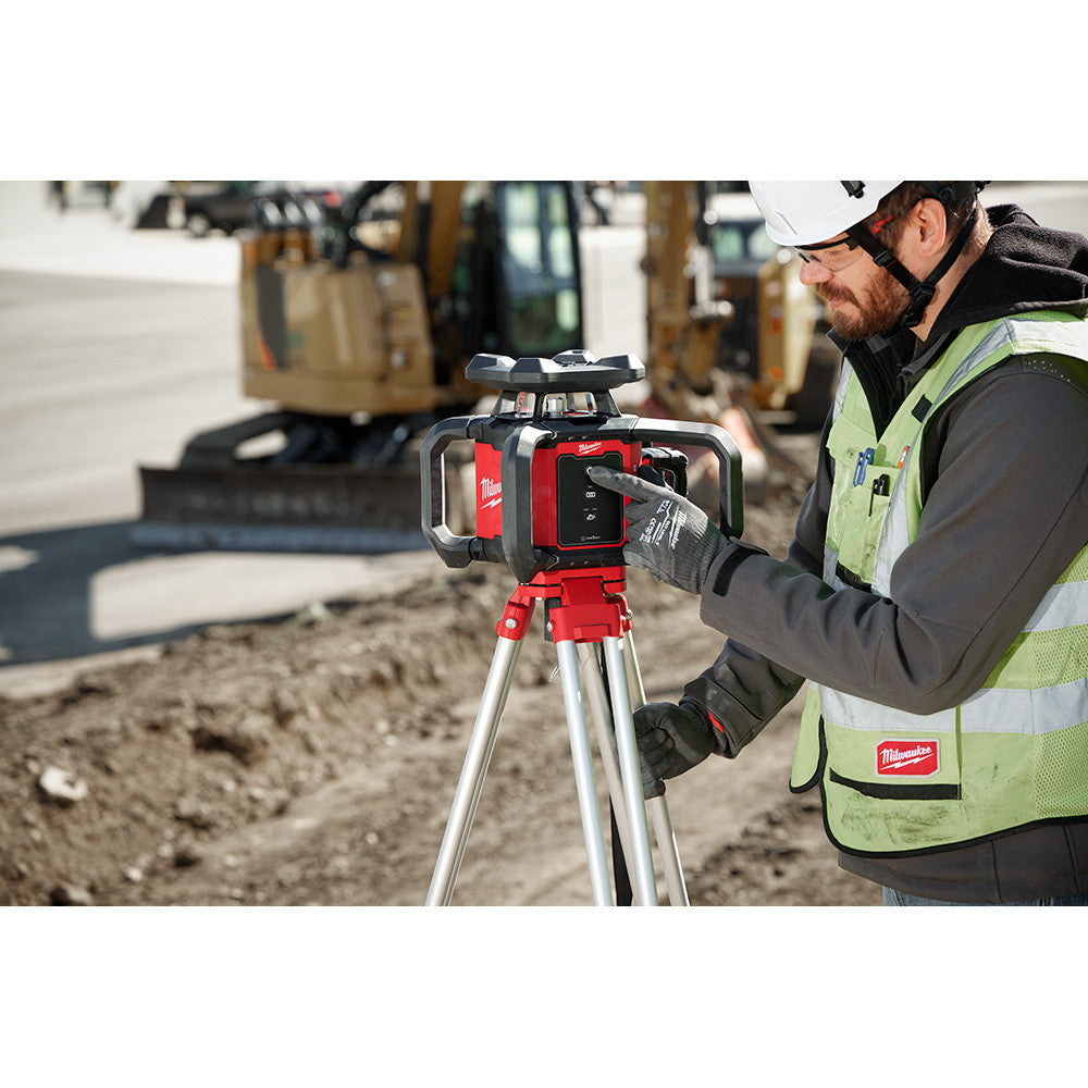 Milwaukee 3701-21T M18 Cordless 2000 foot Red Exterior Rotary Laser Level Kit with Receiver, Tripod, & Grade Rod