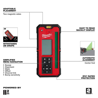 Milwaukee 3701-21T M18 Cordless 2000 foot Red Exterior Rotary Laser Level Kit with Receiver, Tripod, & Grade Rod