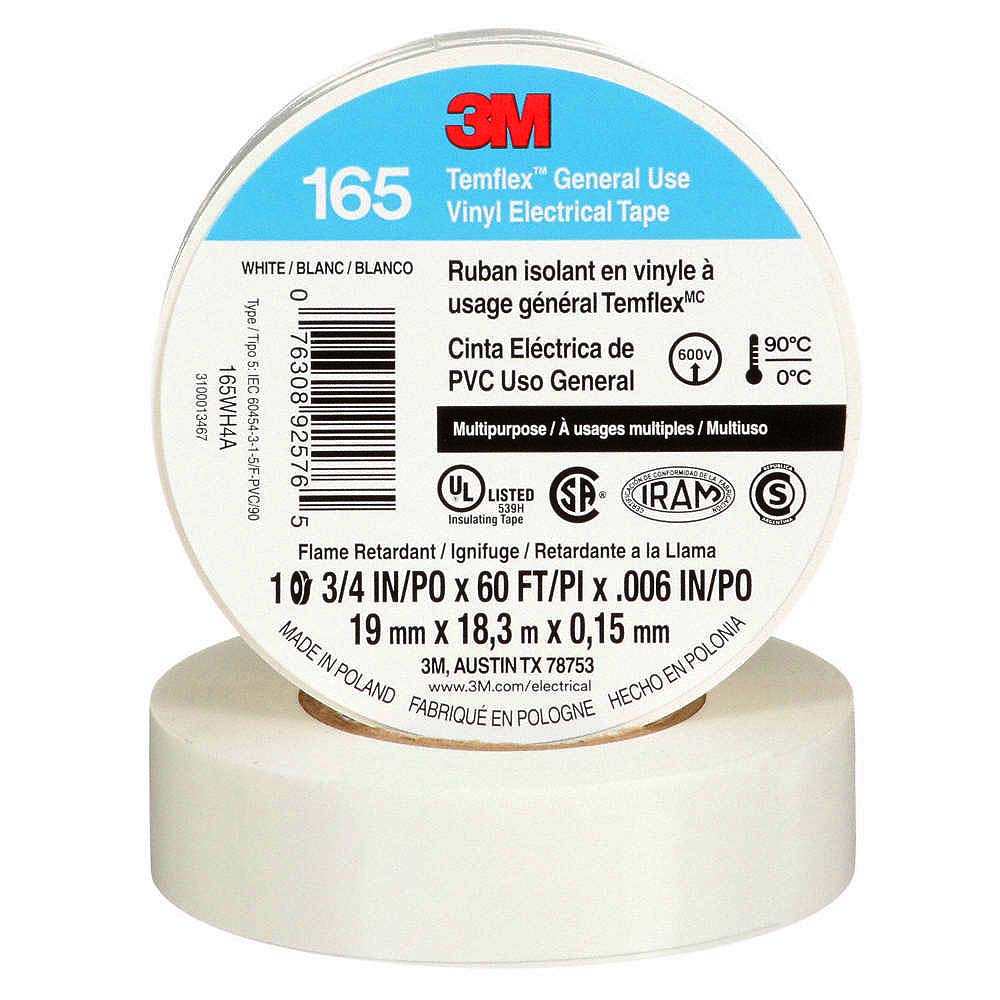 3M Temflex Vinyl Electrical Tape 165 White