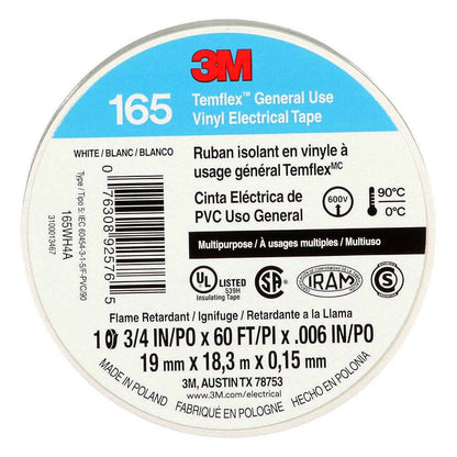 3M Temflex Vinyl Electrical Tape 165 White