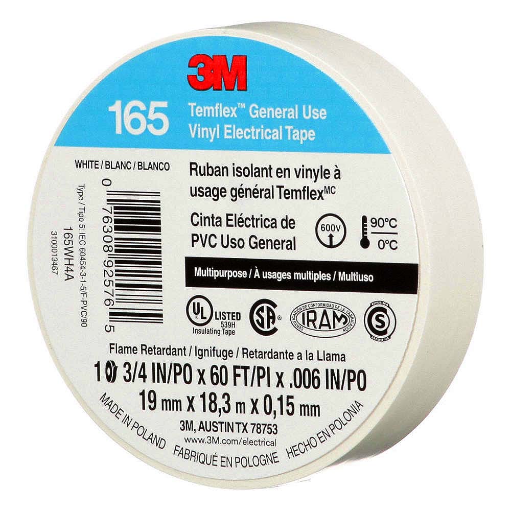 3M Temflex Vinyl Electrical Tape 165 White