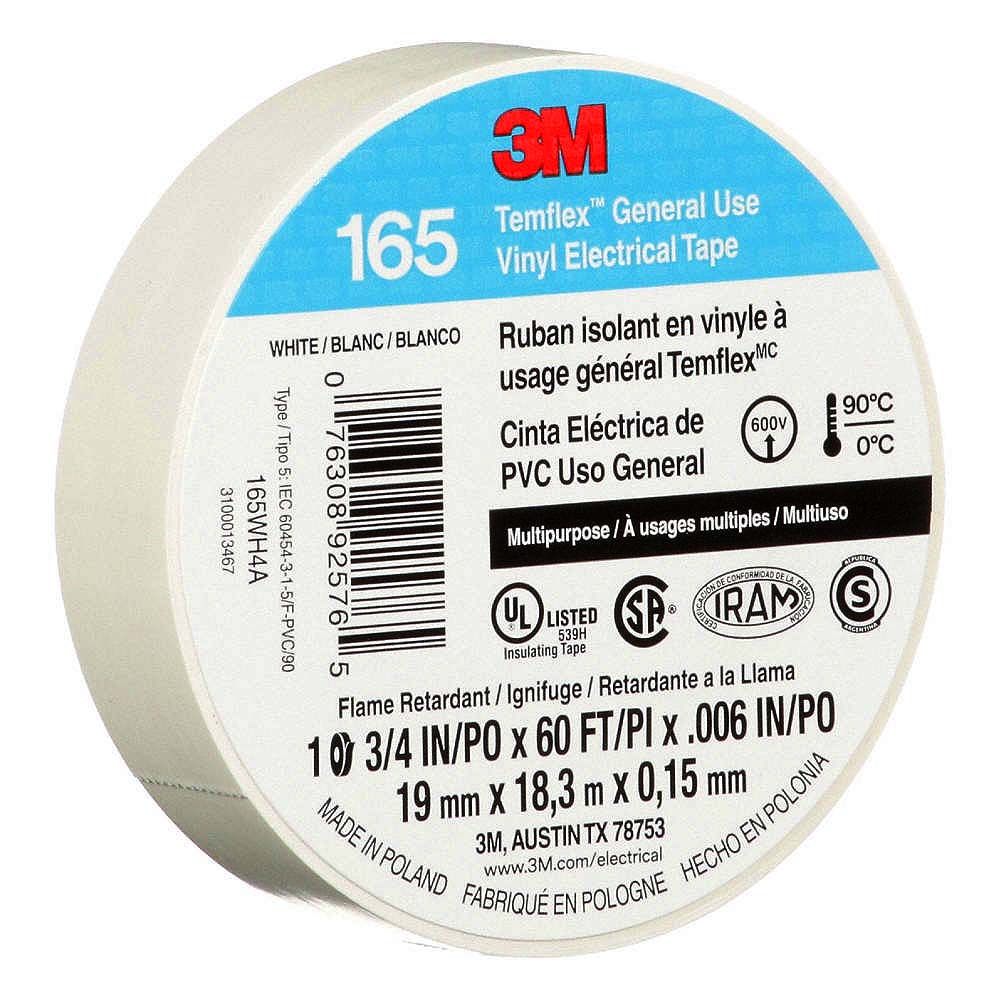 3M Temflex Vinyl Electrical Tape 165 White