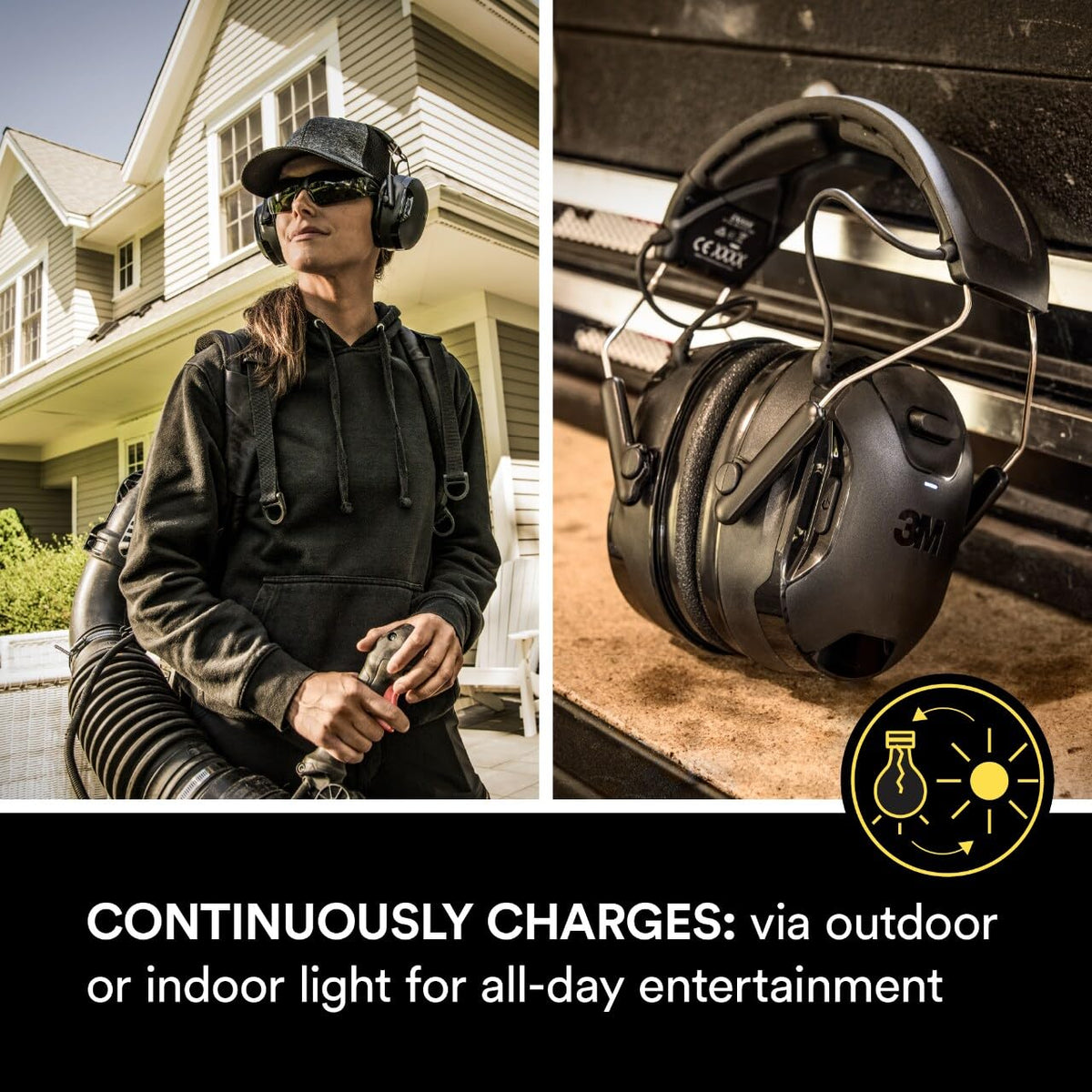 3M Worktunes Connect + Solar Wireless Hearing Protector with Bluetooth Technology
