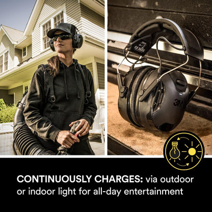 3M Worktunes Connect + Solar Wireless Hearing Protector with Bluetooth Technology