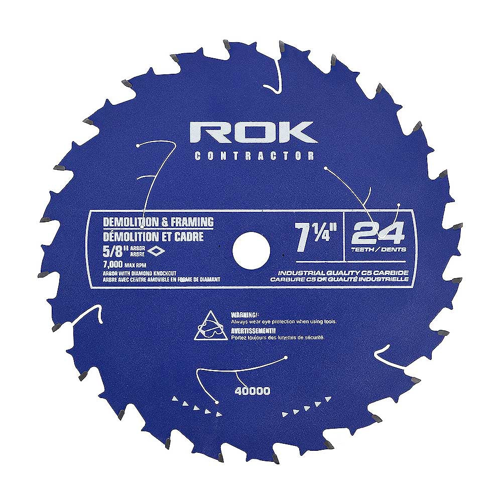 ROK 7-1/4in x 24T Contractor Demolition & Framing Circular Saw Blade