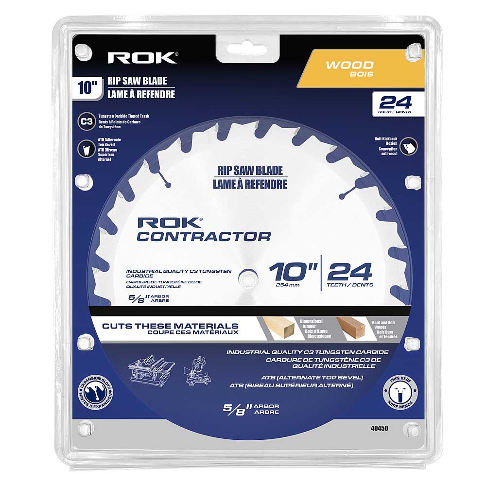 ROK 10in 24T Ripping Thin Kerf Circular Saw Blade