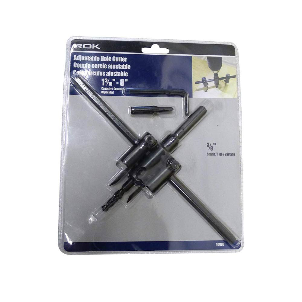 ROK 40803 Adjustable Hole Cutter - 1-3/16 inch to 8 inches