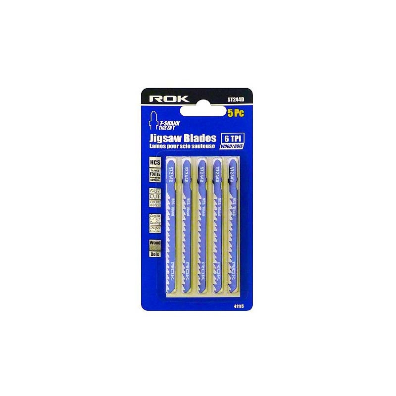 ROK 4in 6 TPI HCS T-Shank Curved Cut Jig Saw Blades - 5pk