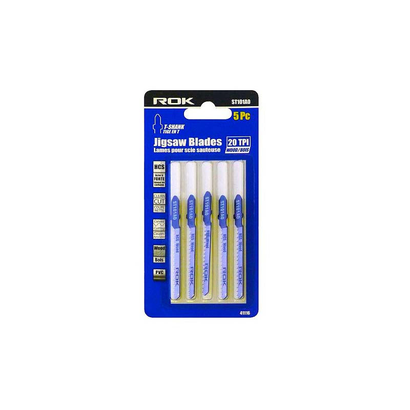 ROK 3in 20 TPI HCS T-Shank Curved Cut Jig Saw Blades - 5pk