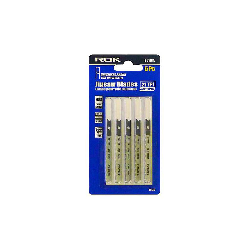 ROK 3in 21 TPI HSS U-Shank Jig Saw Blades - 5pk