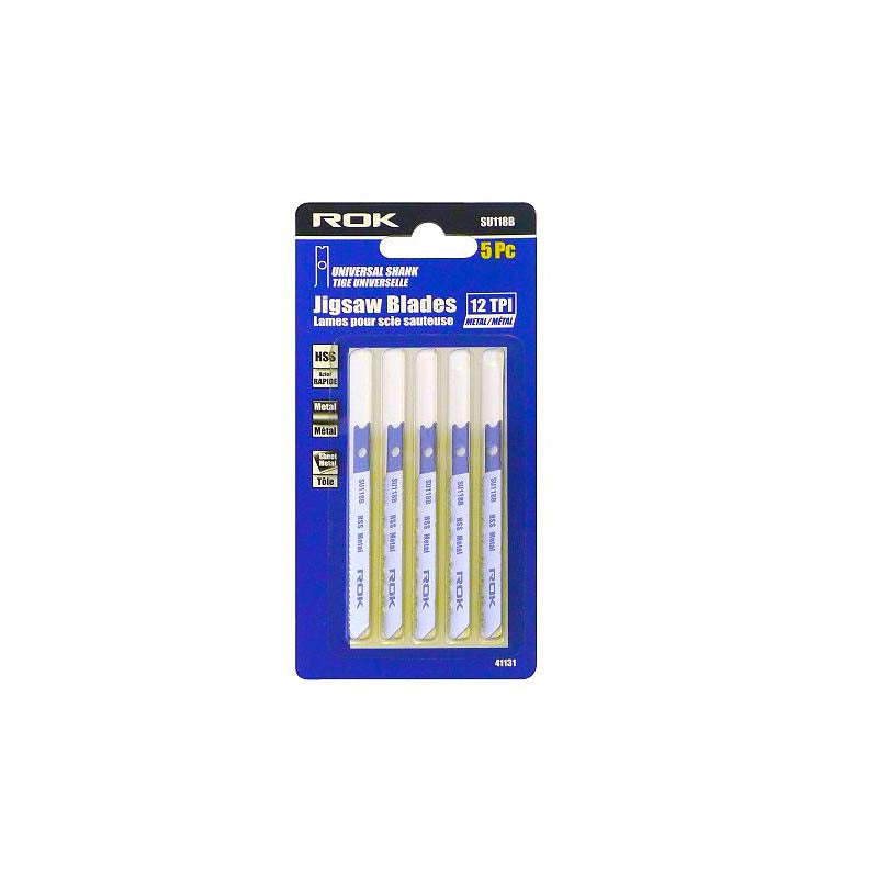 ROK 3in 12 TPI HSS U-Shank Jig Saw Blades - 5pk