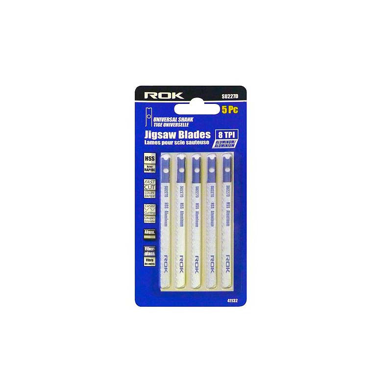 ROK 4in 8 TPI HSS U-Shank Curved Cut Jig Saw Blades - 5pk