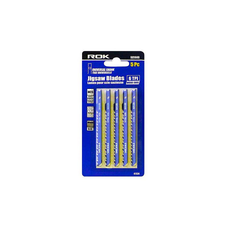 ROK 4in 6 TPI HCS U-Shank Straight Cut Jig Saw Blades - 5pk