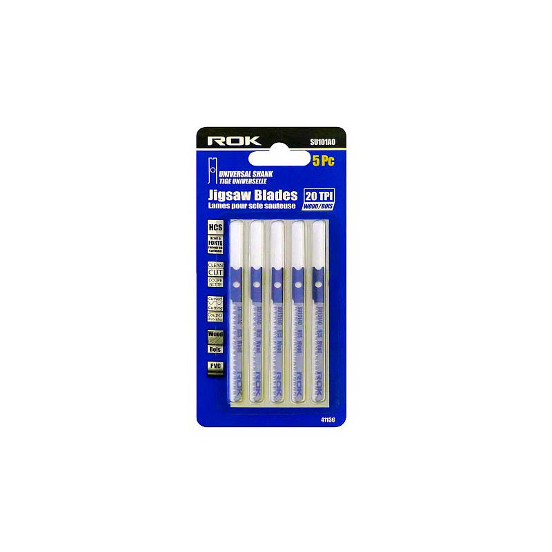 ROK 3in 20 TPI HCS U-Shank Curved Cut Jig Saw Blades - 5pk