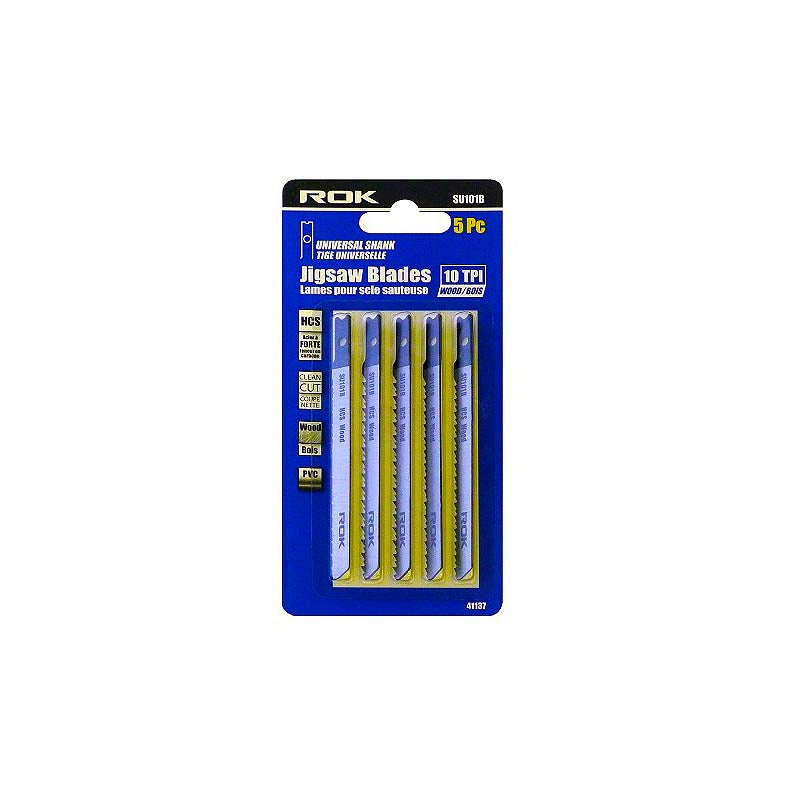 ROK 4in 10 TPI HCS U-Shank Jig Saw Blades - 5pk