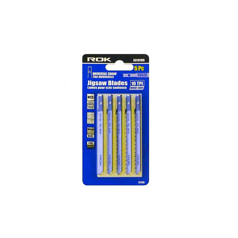 ROK 4in 10 TPI HCS U-Shank Reverse Tooth Jig Saw Blades - 5pk