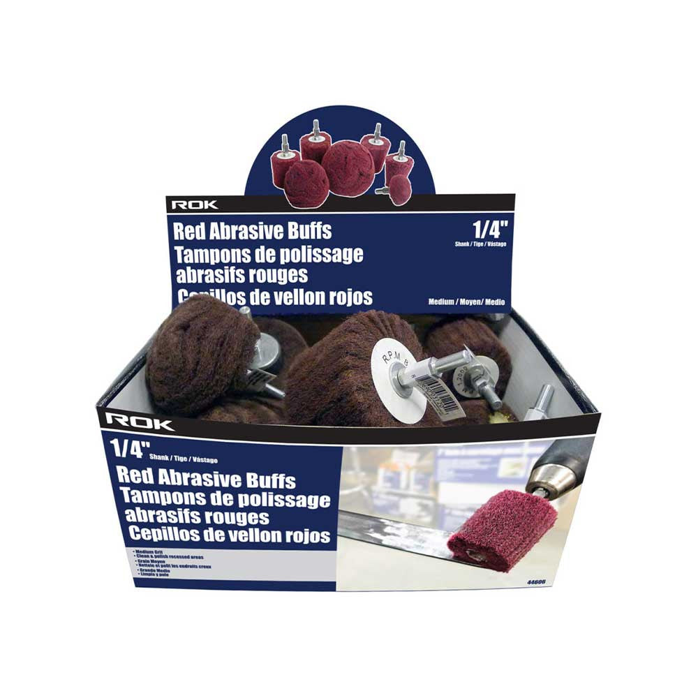 ROK 44606 14-Piece Abrasive Medium Grit Buff Set - Red