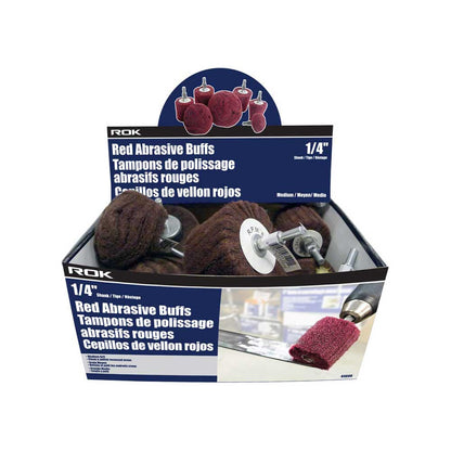 ROK 44606 14-Piece Abrasive Medium Grit Buff Set - Red