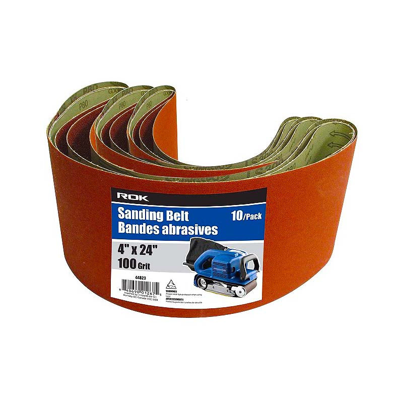 ROK 4in X 24in 100 Grit Sanding Belts - 10pk
