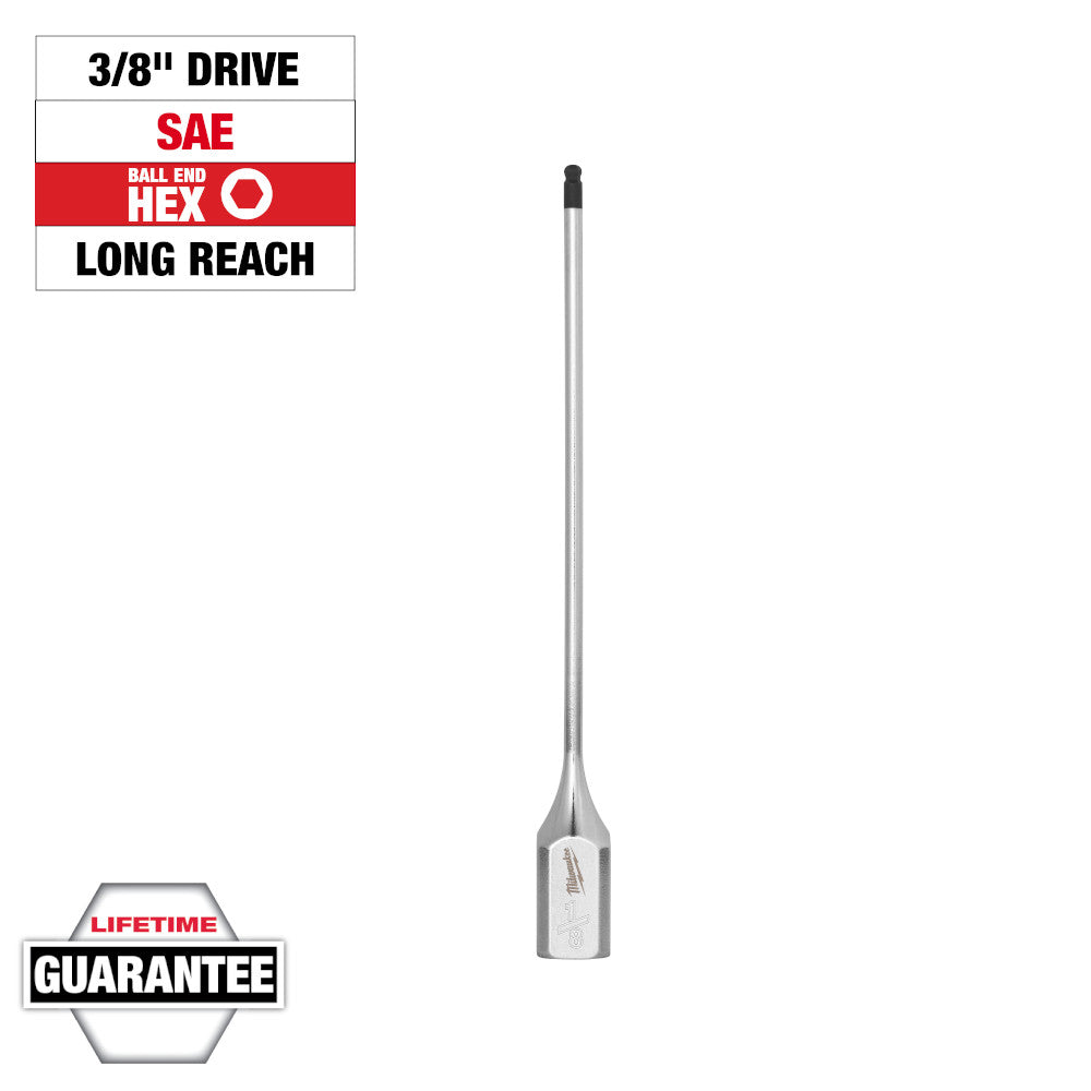 Milwaukee 1/8in Long Ball End Hex Bit Socket with 3/8in Drive