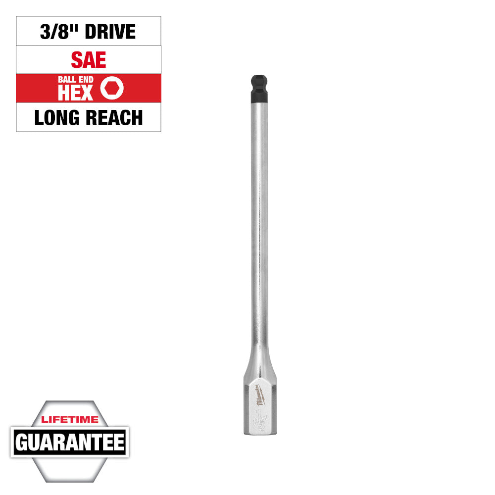 Milwaukee 1/4in Long Ball End Hex Bit Socket with 3/8in Drive