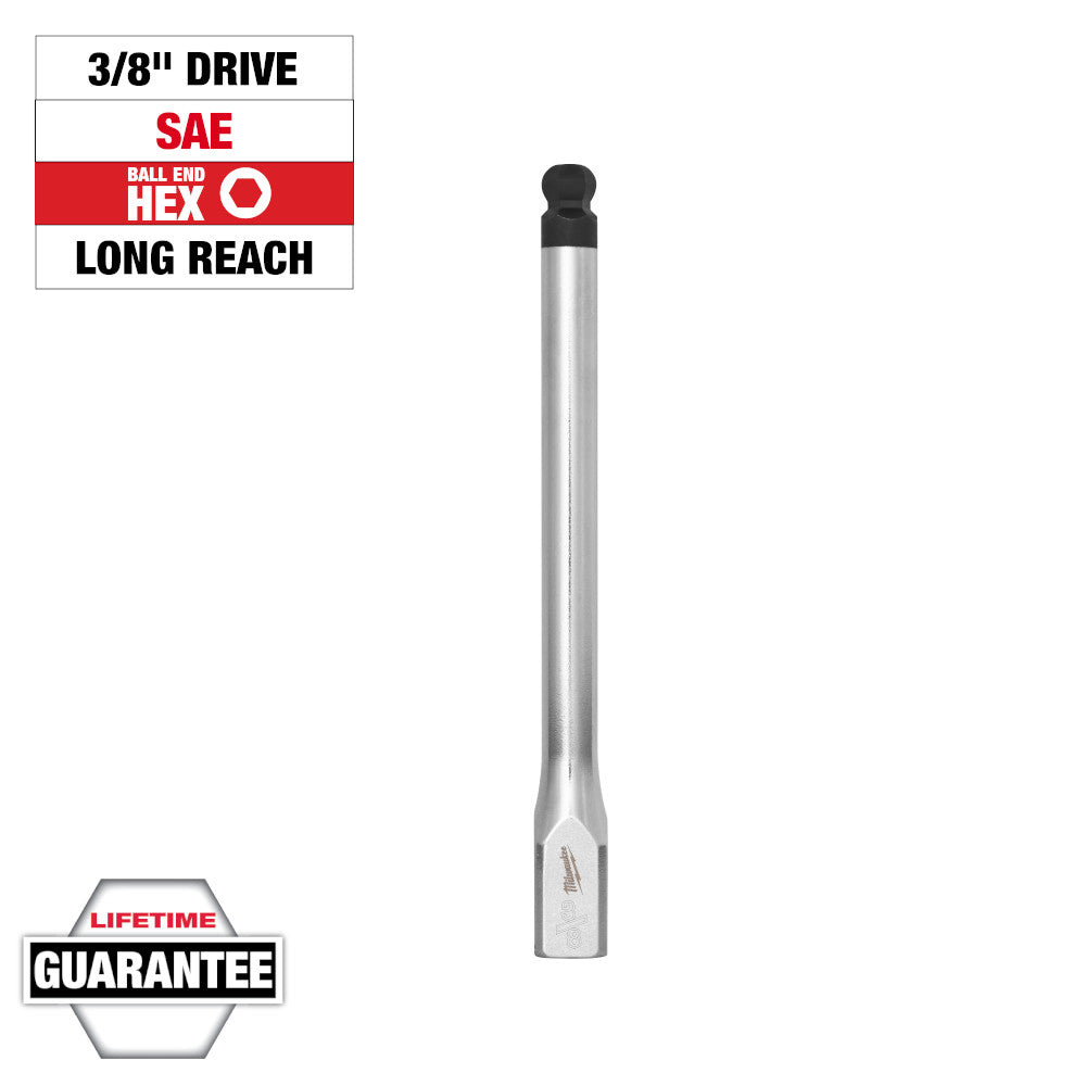 Milwaukee 3/8in Long Ball End Hex Bit Socket with 3/8in Drive