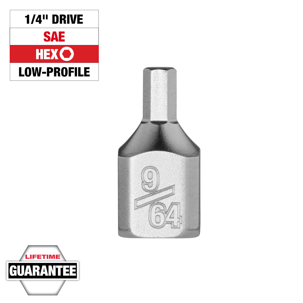 Milwaukee 1/4in Drive 9/64in Low-Profile Hex Bit Socket