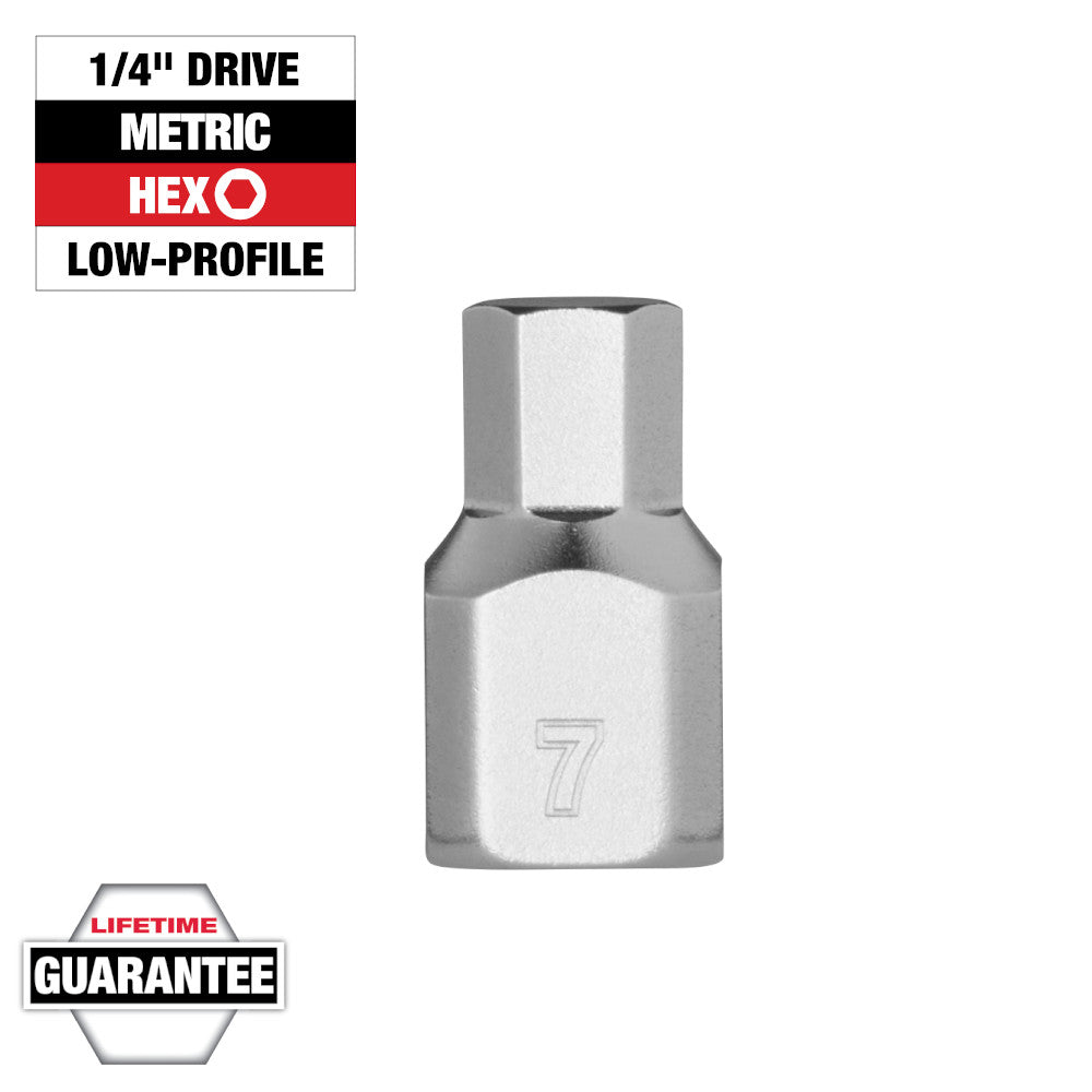 Milwaukee 1/4in Drive 7mm Low-Profile Hex Bit Socket