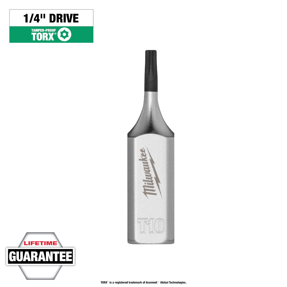 Milwaukee T10 Tamper Proof TORX Bit Socket with 1/4in Drive