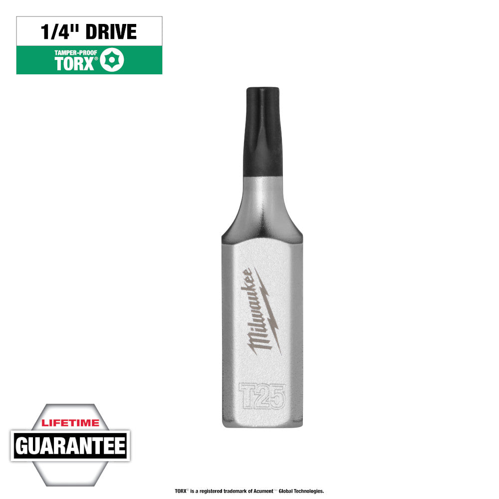 Milwaukee T25 Tamper Proof TORX Bit Socket with 1/4in Drive