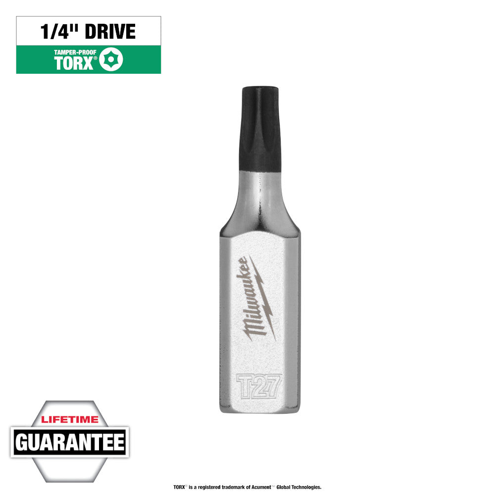 Milwaukee T27 Tamper Proof TORX Bit Socket with 1/4in Drive