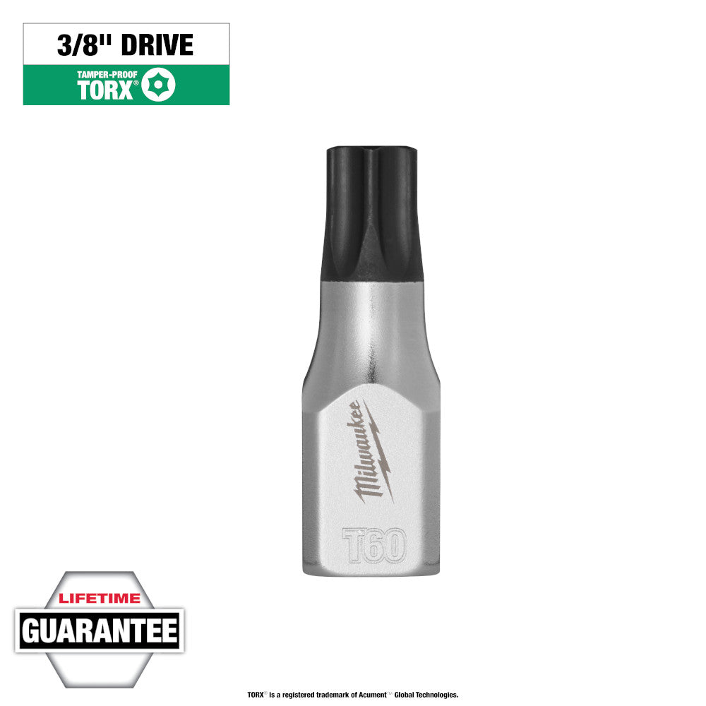 Milwaukee T60 Tamper Proof TORX Bit Socket with 3/8in Drive