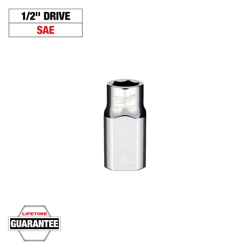 Milwaukee 7/16in 6-Point Socket with 1/2in Drive