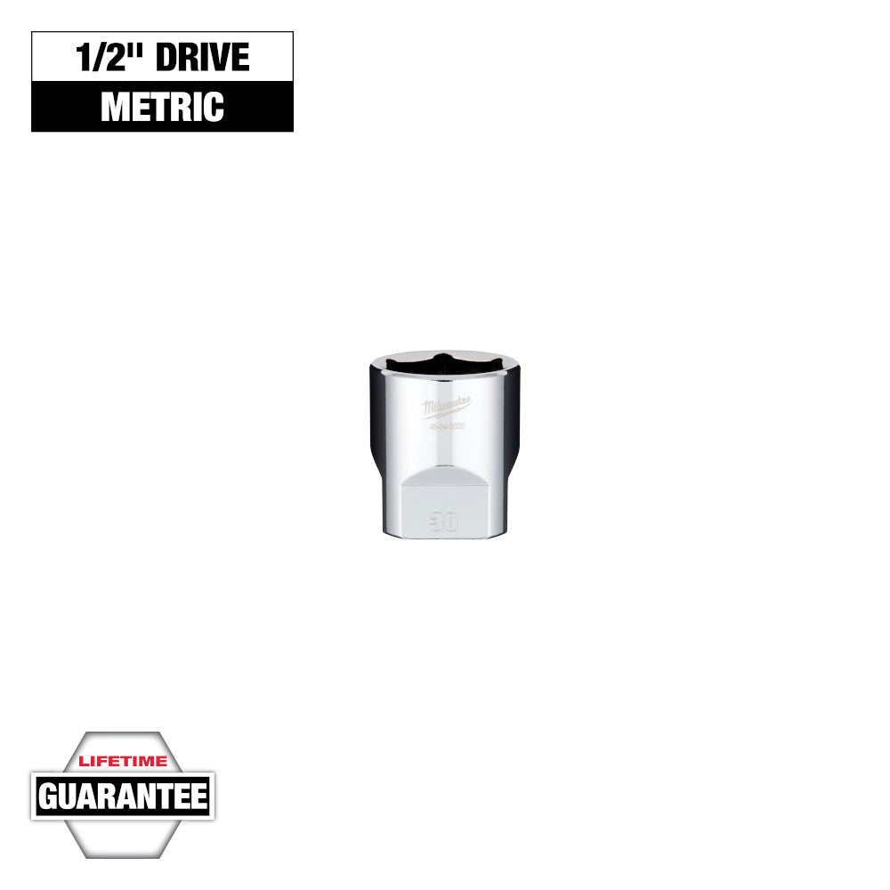Milwaukee 30mm Metric 6-Point Socket with 1/2in Drive
