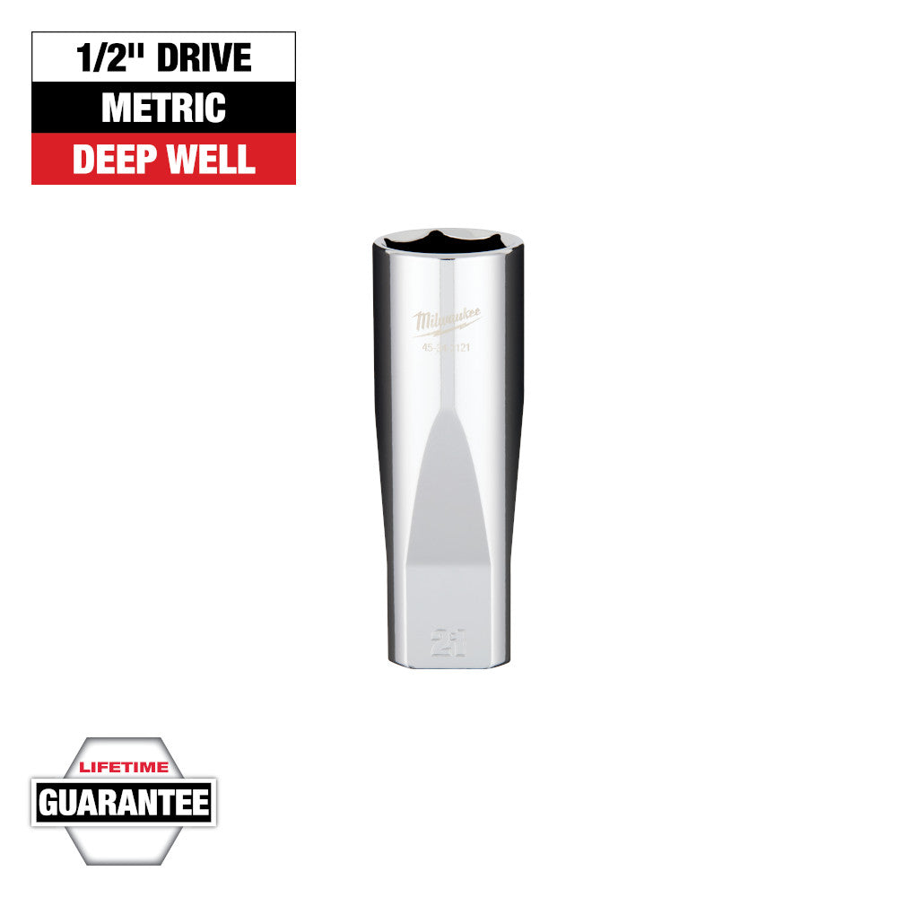 Milwaukee 21mm Metric 6-Point Deep Socket with 1/2in Drive