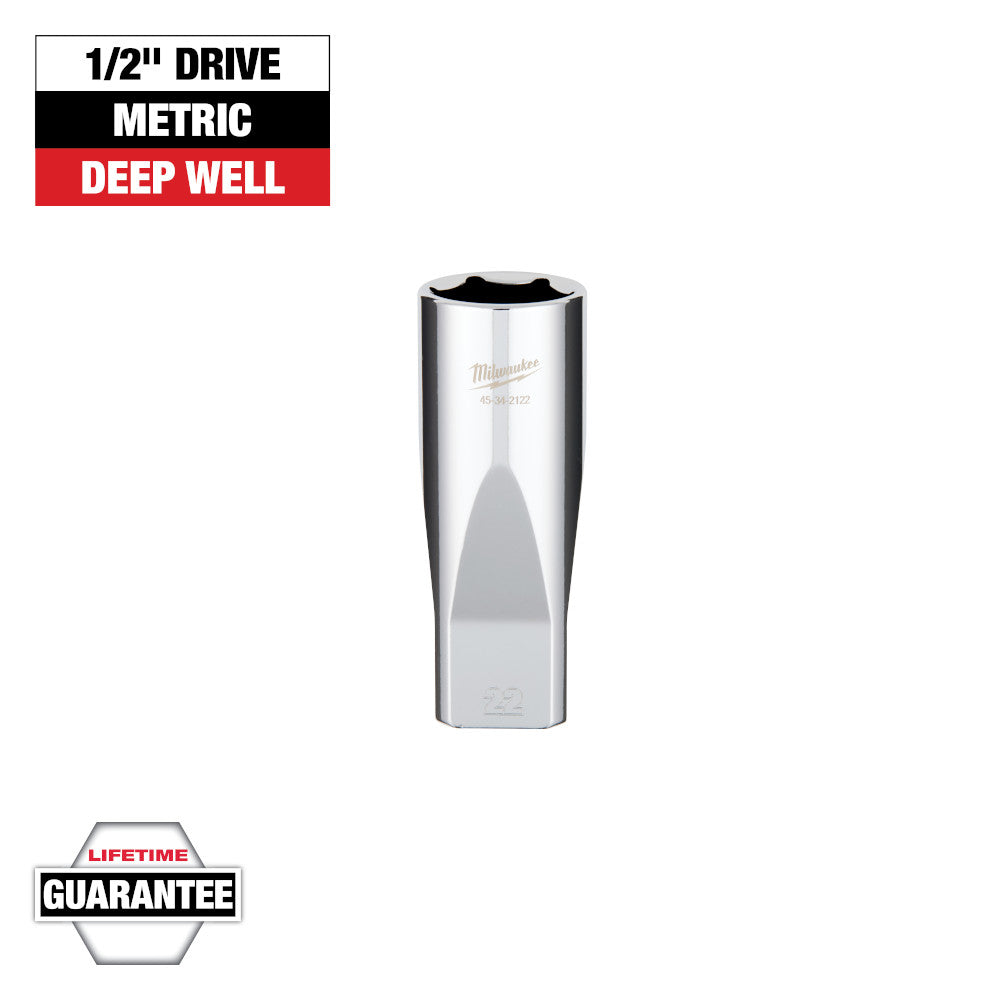 Milwaukee 22mm Metric 6-Point Deep Socket with 1/2in Drive