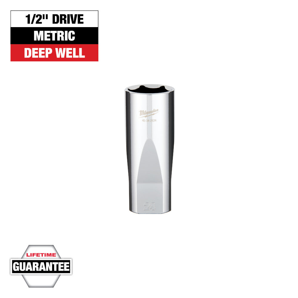 Milwaukee 24mm Metric 6-Point Deep Socket with 1/2in Drive