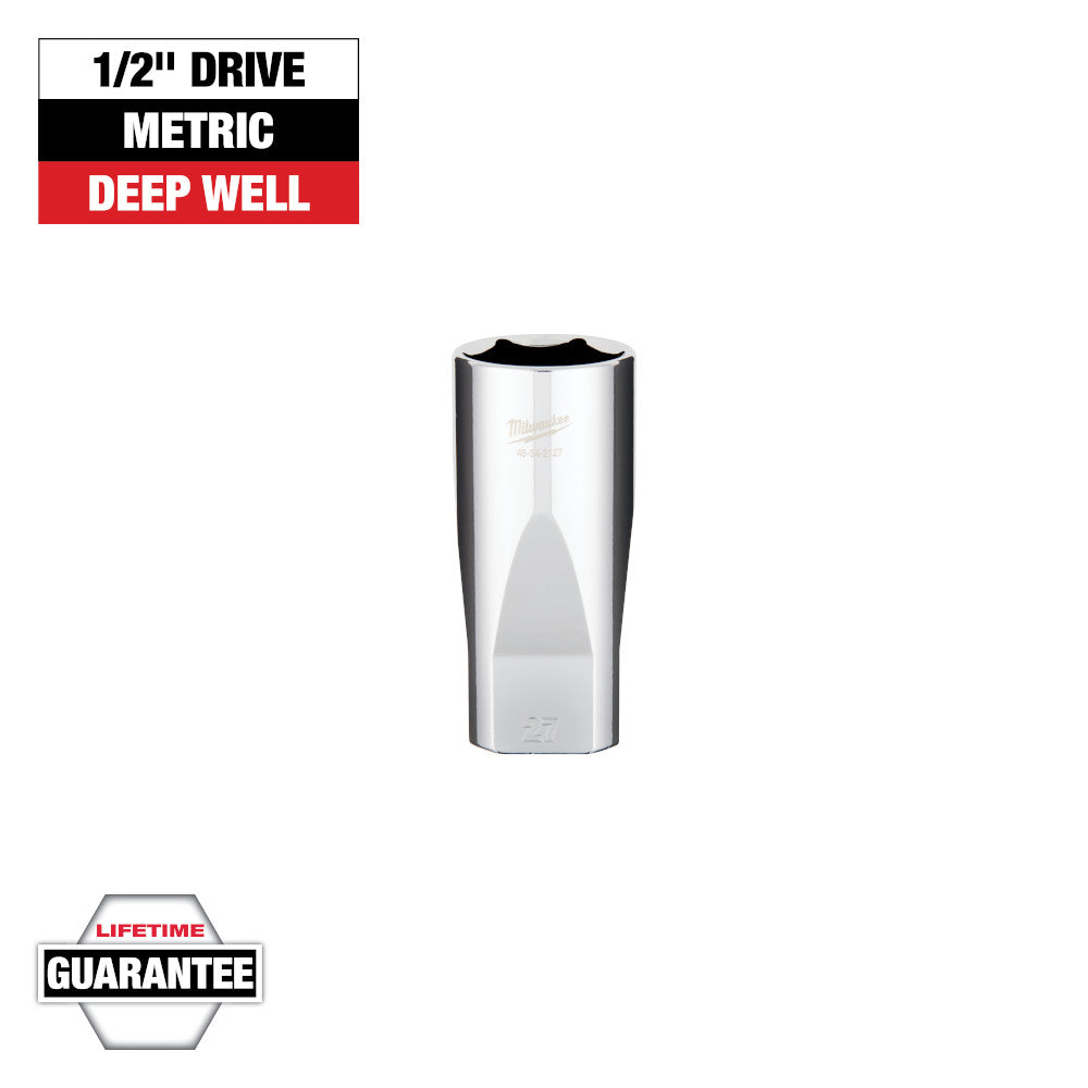 Milwaukee 27mm Metric 6-Point Deep Socket with 1/2in Drive