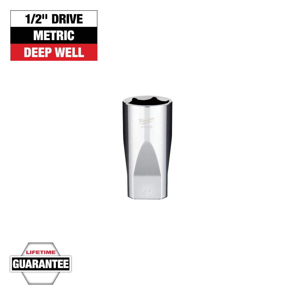 Milwaukee 30mm Metric 6-Point Deep Socket with 1/2in Drive