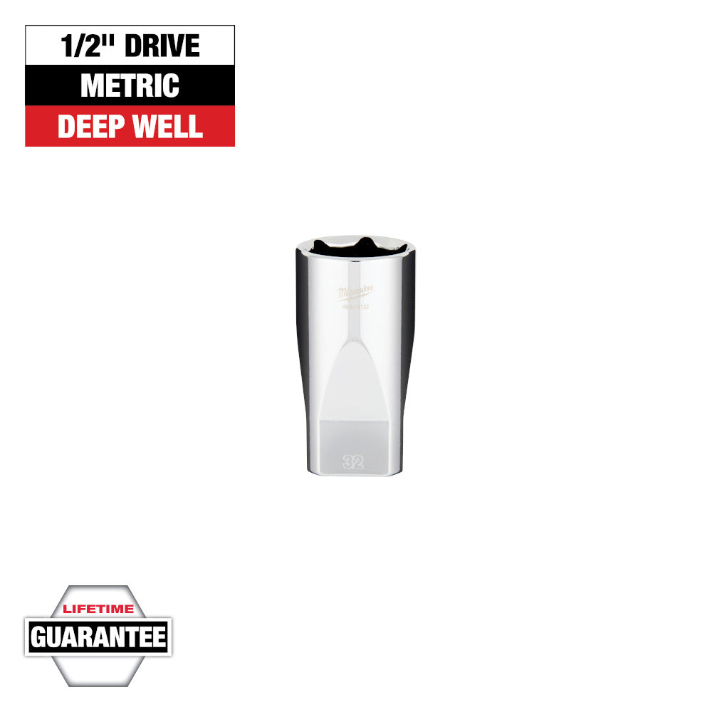 Milwaukee 32mm Metric 6-Point Deep Socket with 1/2in Drive