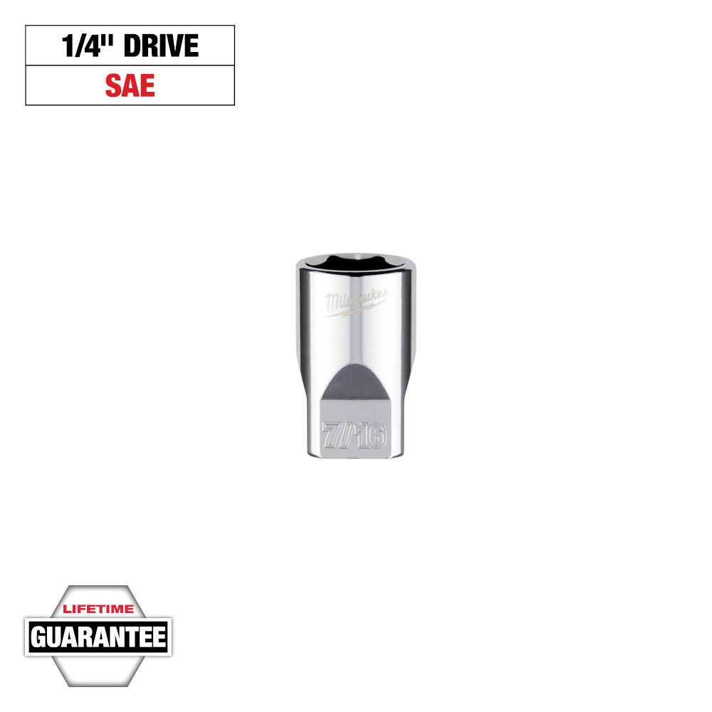 Milwaukee 7/16in SAE 6-Point Socket with 1/4in Drive