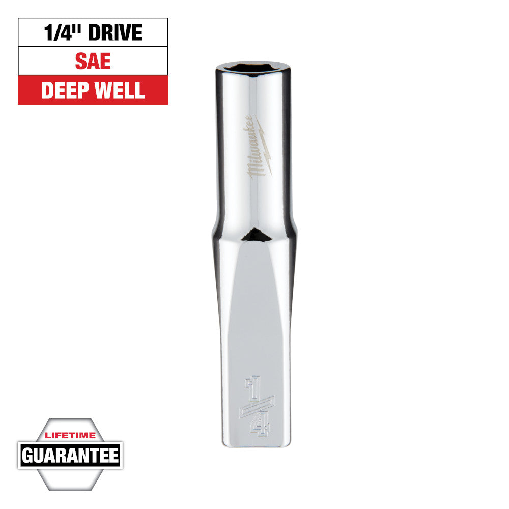 Milwaukee 1/4in SAE Deep Socket with 1/4in Drive