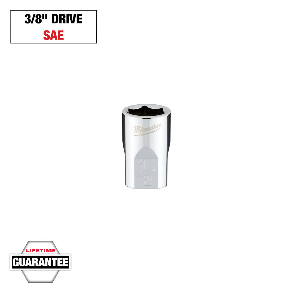 Milwaukee 1/2in SAE 6-Point Socket with 3/8in Drive