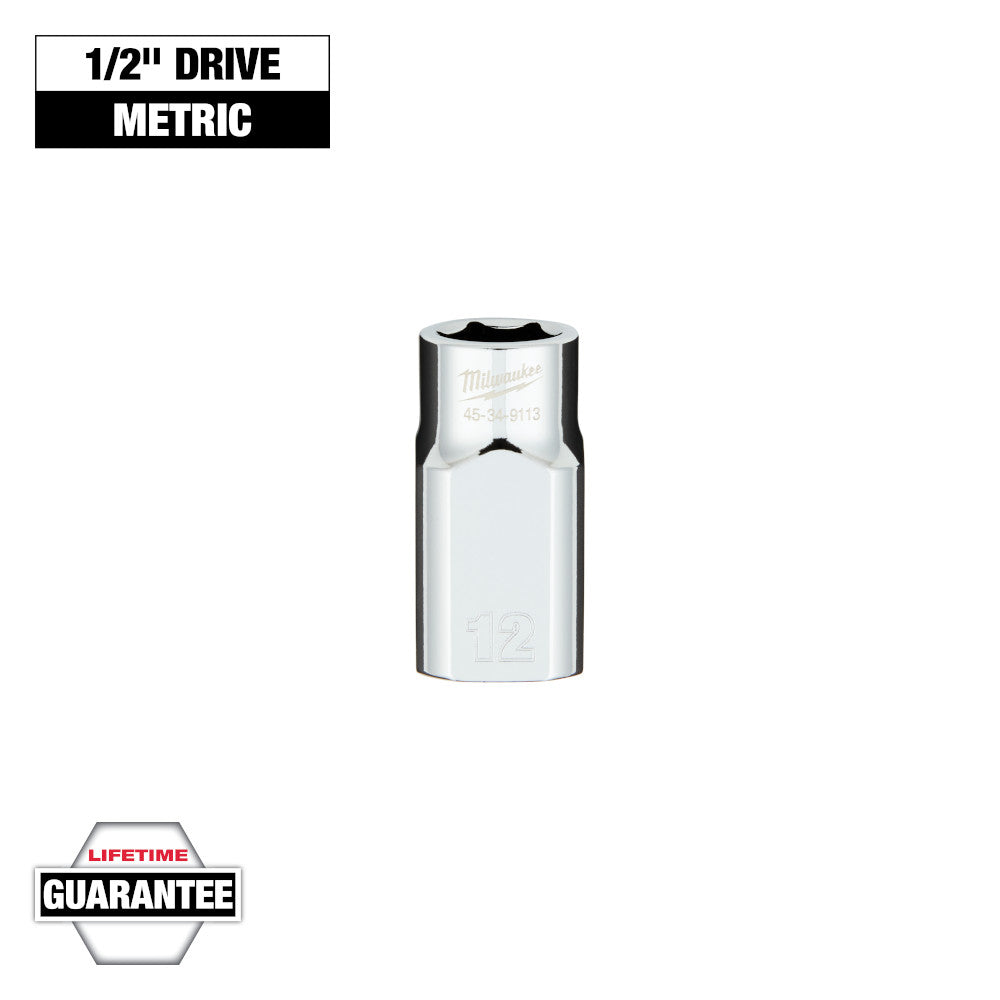 Milwaukee 12mm Metric 6-Point Socket with 1/2in Drive