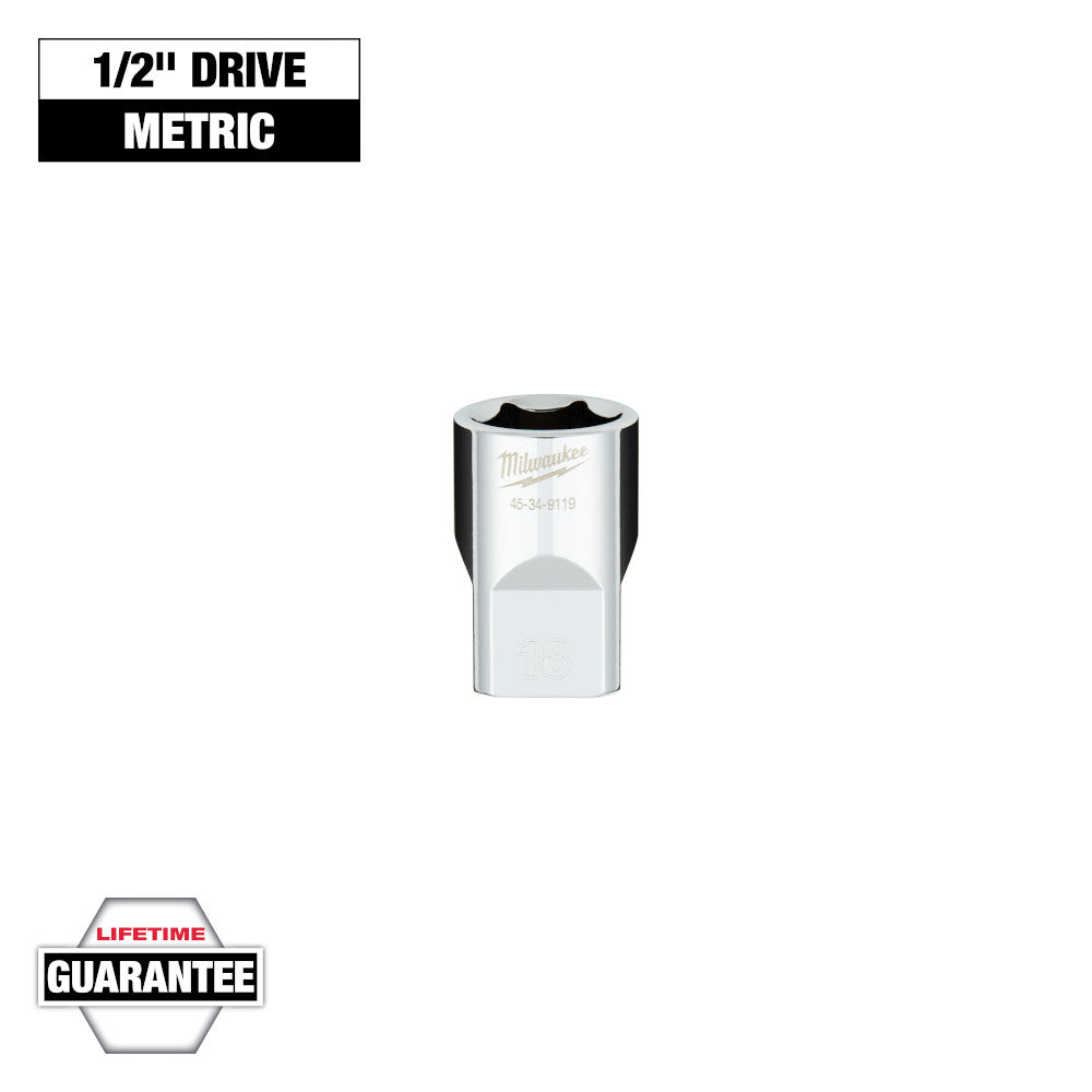 Milwaukee 18mm Metric 6-Point Socket with 1/2in Drive