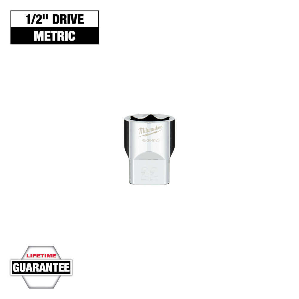 Milwaukee 22mm Metric 6-Point Socket with 1/2in Drive