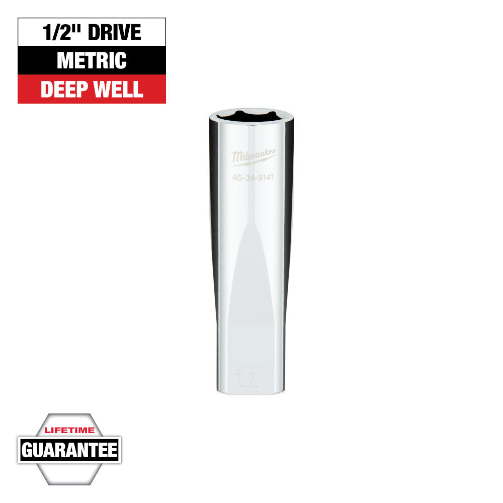 Milwaukee 17mm Metric 6-Point Deep Socket with 1/2in Drive