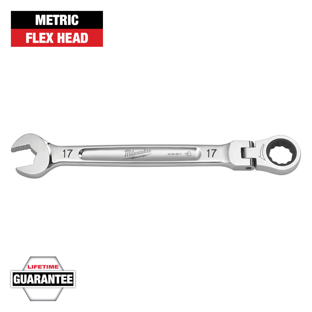 Milwaukee 17mm Metric Flex Head Ratcheting Combination Wrench