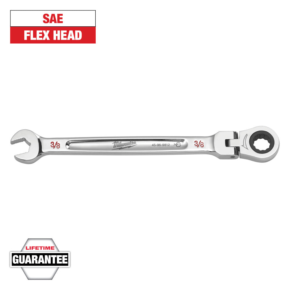 Milwaukee 3/8in SAE Flex Head Ratcheting Combination Wrench